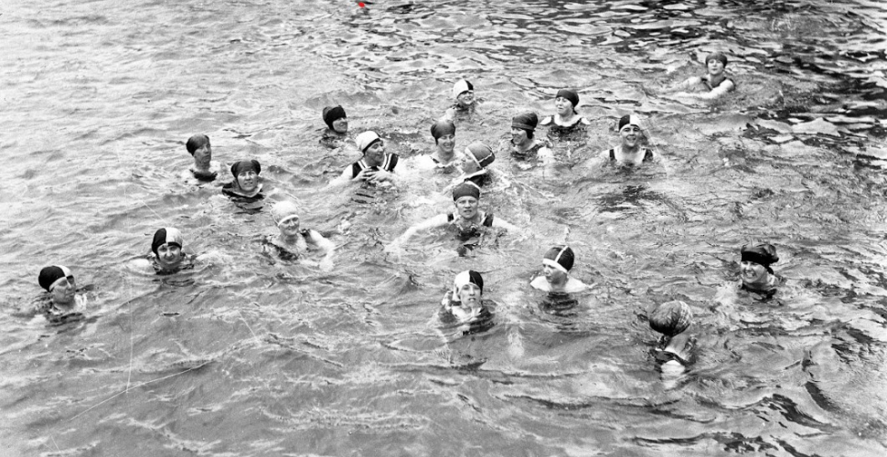 Swimmers off Plymouth Hoe in the 1920s